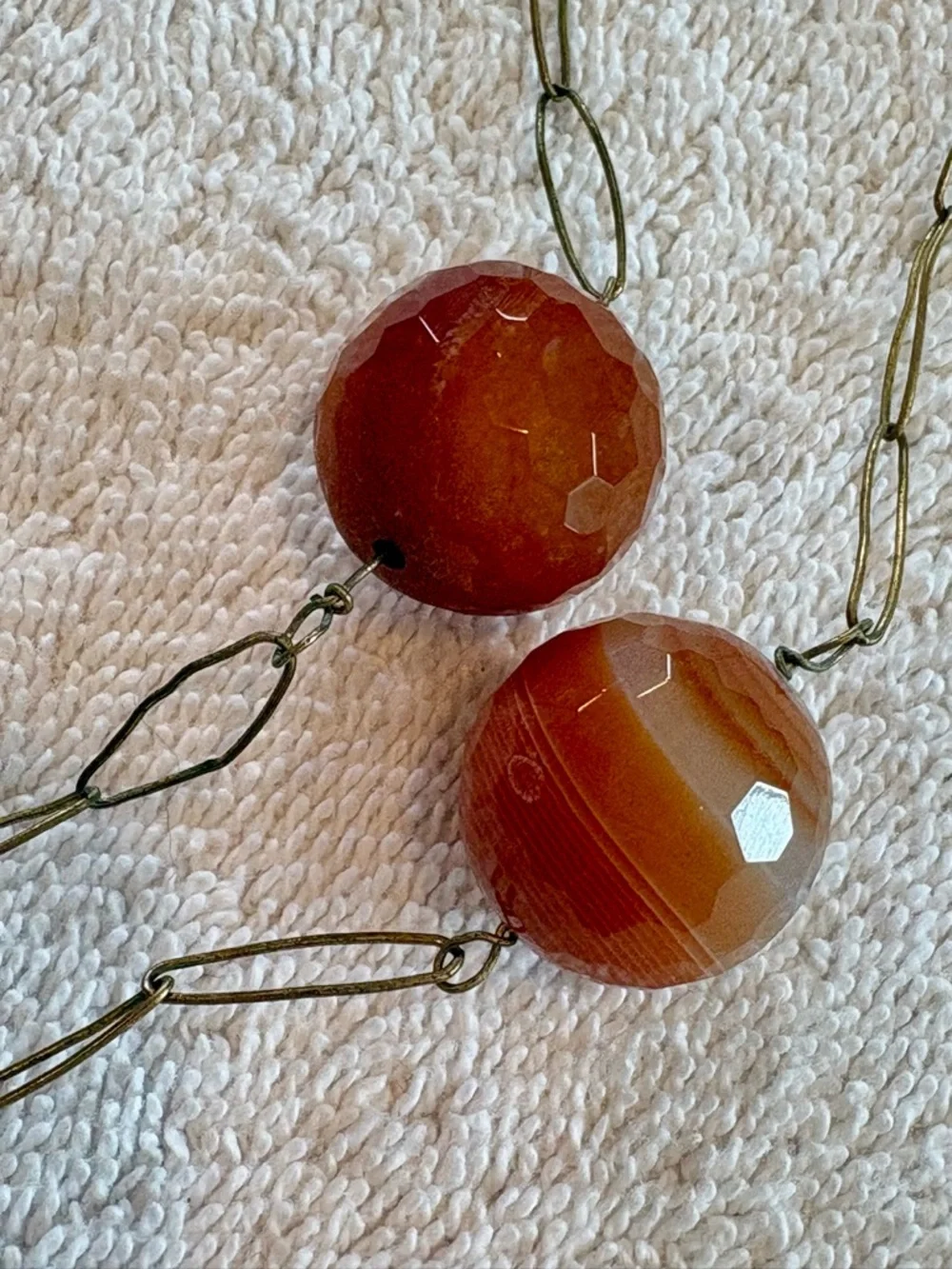 Vintage Carnelian Necklace Whiskey Brown Faceted Boho Chunky